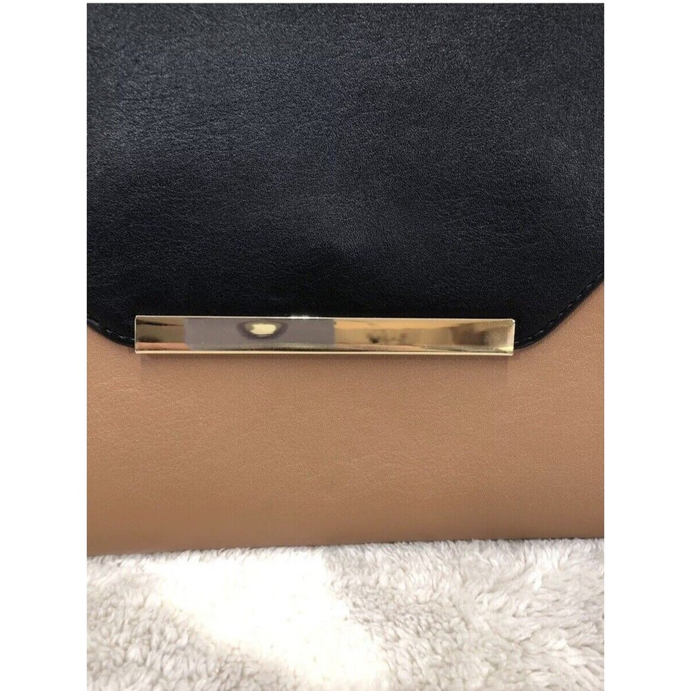 Express Envelope Clutch Purse Colorblock Black Brown Beige Church Party - Picture 2 of 13